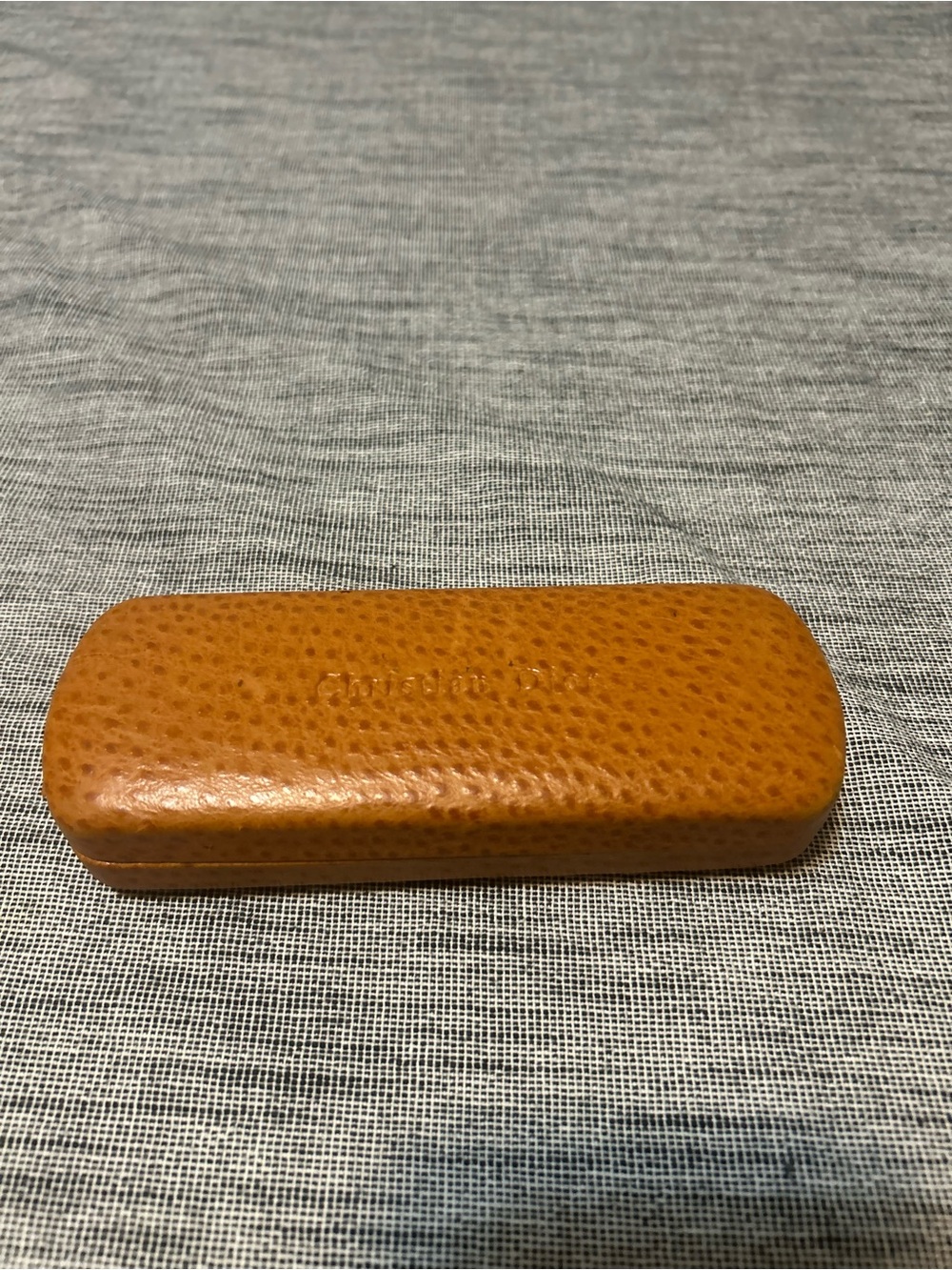 Christian Dior Vintage Eyeglass Hard Case Faux Gator Print. Light Brown. Cognac